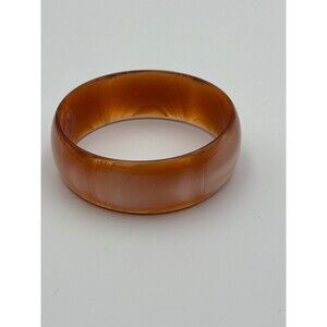 VTG Lucite Bracelet Bangle in Peach/Brownish/Cream Color 1" W by 2.75" Diameter